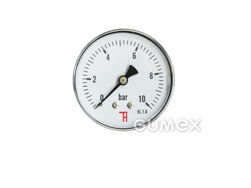 Standard Manometer mit dem Anschluss hinten, 63mm, Außengewinde G 1/4", 0-10bar, -40°C/+60°C, 